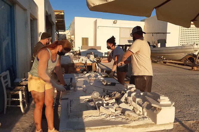 3-Hour Marble Workshop Creating your own Souvenir out of ( Paros ) Marble - The finishing stage: sanding, smoothing, and patience