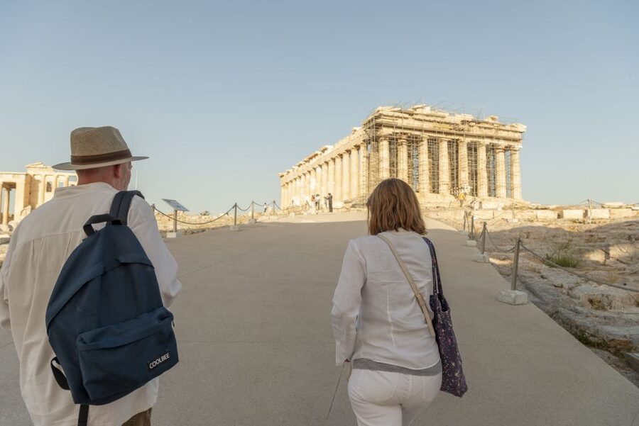 Acropolis & Acropolis Museum PRIVATE Expert led Guided Tour - Descending past the Odeon of Herodes Atticus