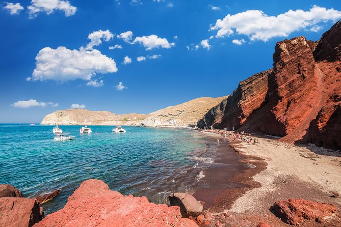 Archaeological Bus Tour To Akrotiri Excavations & Red Beach - Red Beach is a colorful but limited stop