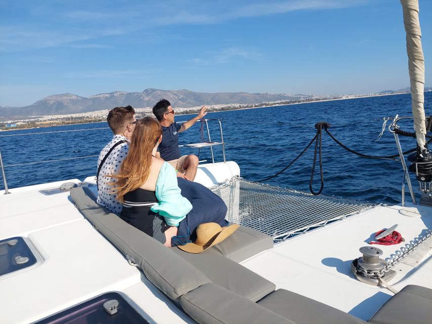 Athens: Catamaran Cruise with Fresh Lunch and Wine - Sailing back with fruit, wine, and changing views
