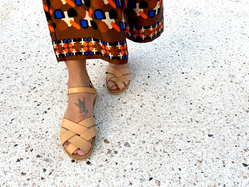 Athens: Make your own Leather Sandals Workshop - Step three: cutting, pressing, and assembling