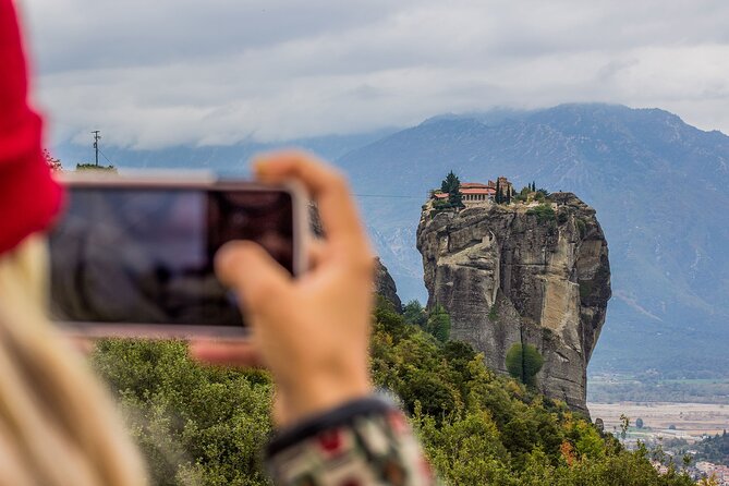 Athens: Meteora Monasteries, Caves & Coastal Stopovers with Lunch - The three monasteries seen from outside