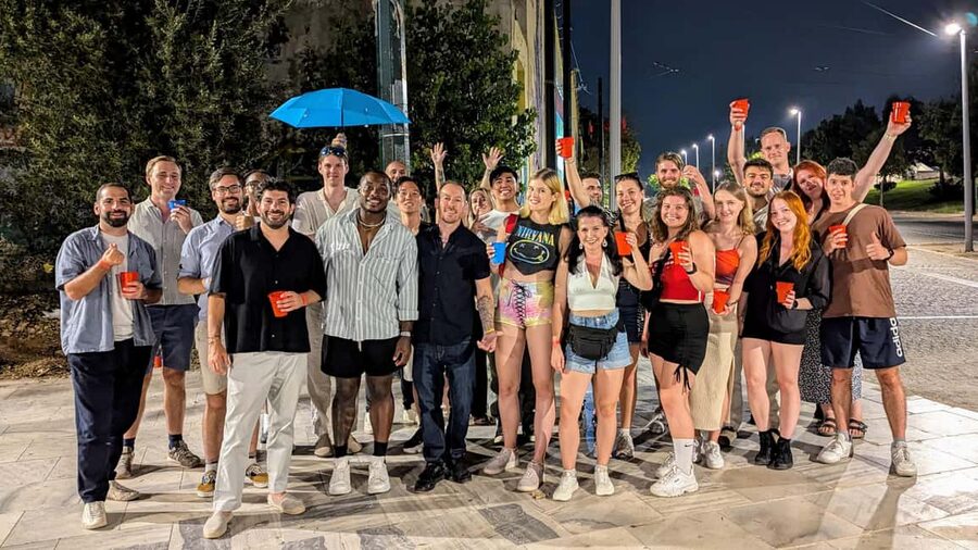Athens Party Pub Crawl with Unlimited Drinks & Club Access - The first bar, where the group starts talking