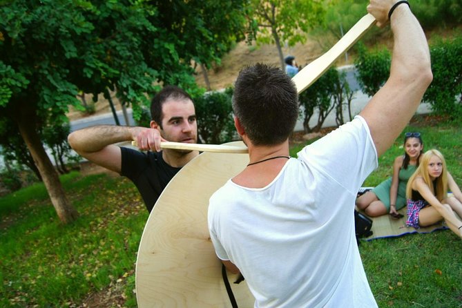 Athens: Unique & Interactive Greek Small Group Warrior Experience - Holding a shield and learning the phalanx