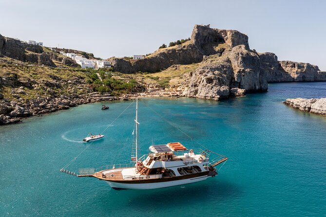 Bay to Bay Cruise in Lindos - Guns of Navarone Bay, the first swim