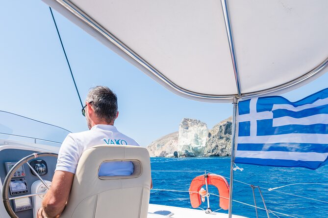 Best of Santorini Private Half-Day Catamaran Cruise with transfer and meal - Fira, Firostefani, and Imerovigli from below