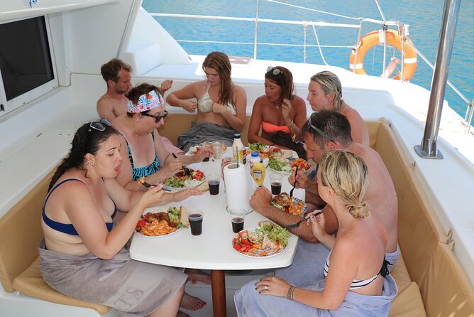 Catamaran Cruises Rhodes - 6 Hours Day Cruise ALL INCLUSIVE - Snorkeling, ladders, and the small practical drawbacks