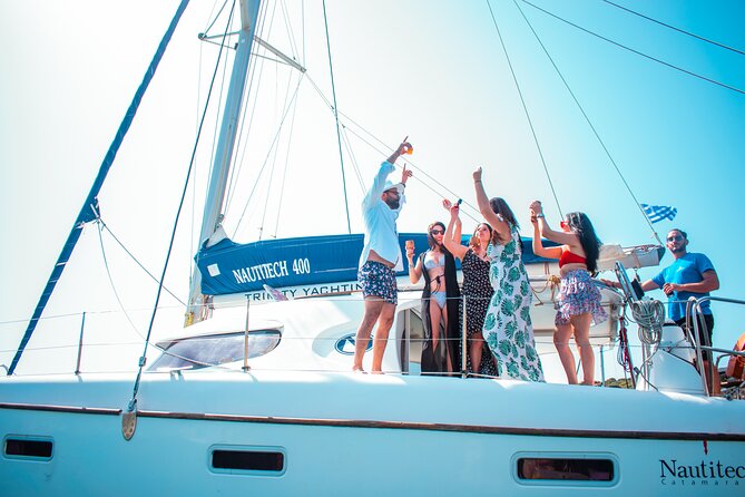 Catamaran Full-Day of Milos and Poliegos With Lunch & BBQ - Galazia Nera is the Poliegos payoff