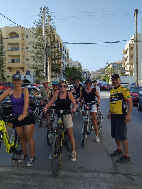 e-Bike Guided Tour to Myli Gorge with Lunch included - Roussospiti lunch with a wide coastal view