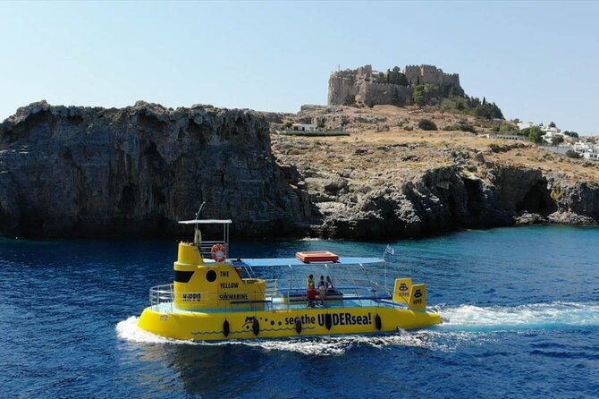Explore Lindos Aboard the Hippo Submarine - Passing Lindos Beach for photos