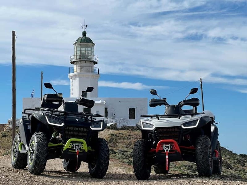 Explore Mykonos Island with a 650cc ATV / QUAD Tour - Spilia Agia Anna and the coastal roads