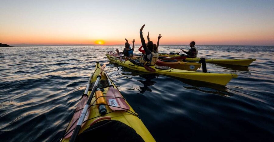Faliraki: Sunrise Sea Kayaking Experience with Breakfast - Paddling toward Anthony Quinn Bay