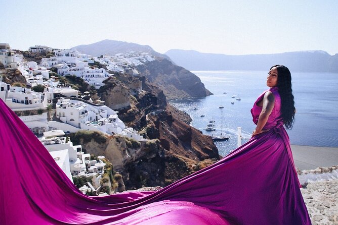 Flying Dress Santorini Photoshoot - Why Oia works so well for a flying dress
