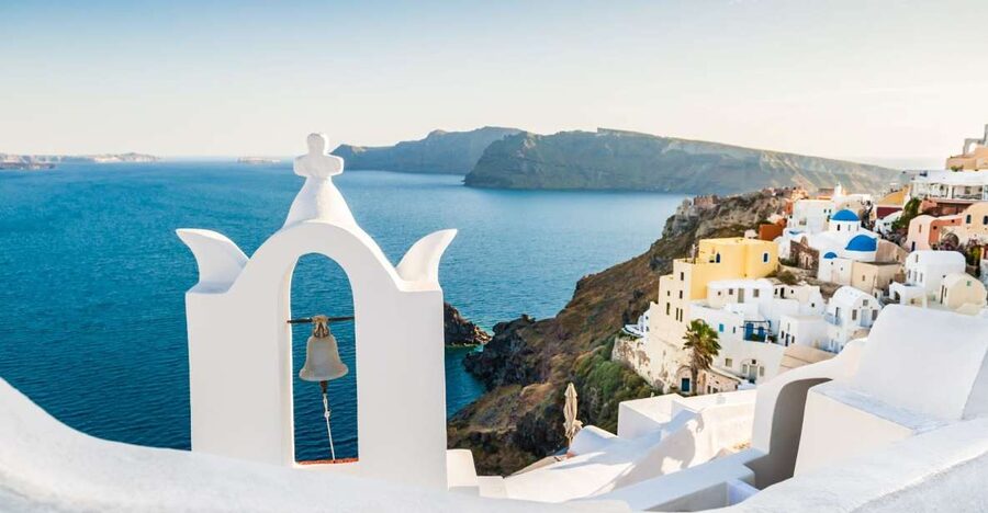 From Athens: 2-Day Santorini and Mykonos Trip - Arriving below Santorini’s caldera