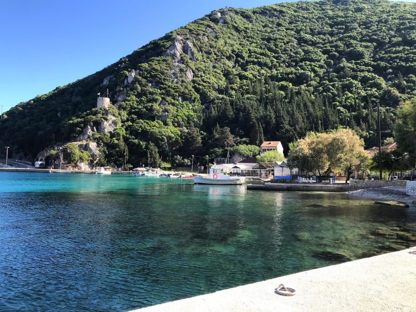 From Kefalonia: Ithaca Island Full-Day Bus Tour - Kioni: harbor lunch and time beside the sea