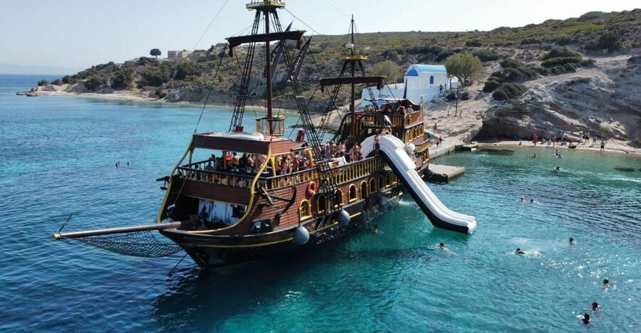 From Kos: 3-Island Pirate Cruise with Lunch and Waterslide - A pirate boat day from Kos Harbour