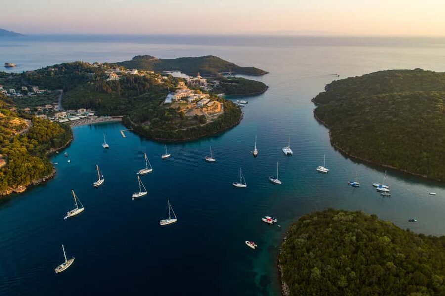 From Lefkimmi: Syvota, Blue Lagoon and Cave Sunset Cruise - Leaving Lefkimmi Port in the afternoon