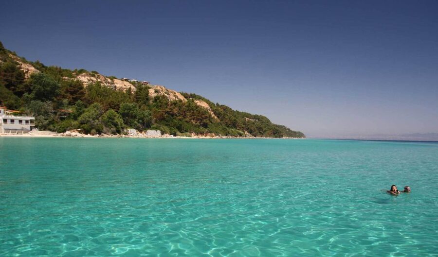 From Nea Fokea: Chalkidiki 6-Hour Cruise by Sailing Boat - Afytos brings the first swim