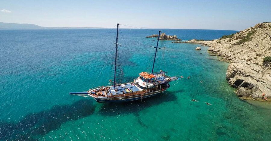 From the Port of Kos: Full Day Boat Cruise to 3 Islands - Plati: the day’s clearest swim