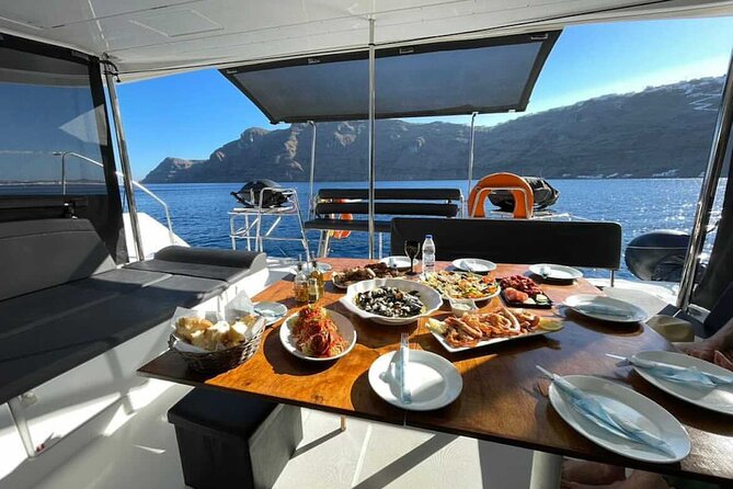 Half Day Premium Catamaran Cruise in Santorini including Oia - What this Santorini catamaran cruise actually offers
