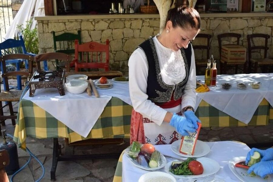 Heraklion: Cretan Cooking Lesson with Lunch in Arolithos - Eating on the terrace above Heraklion