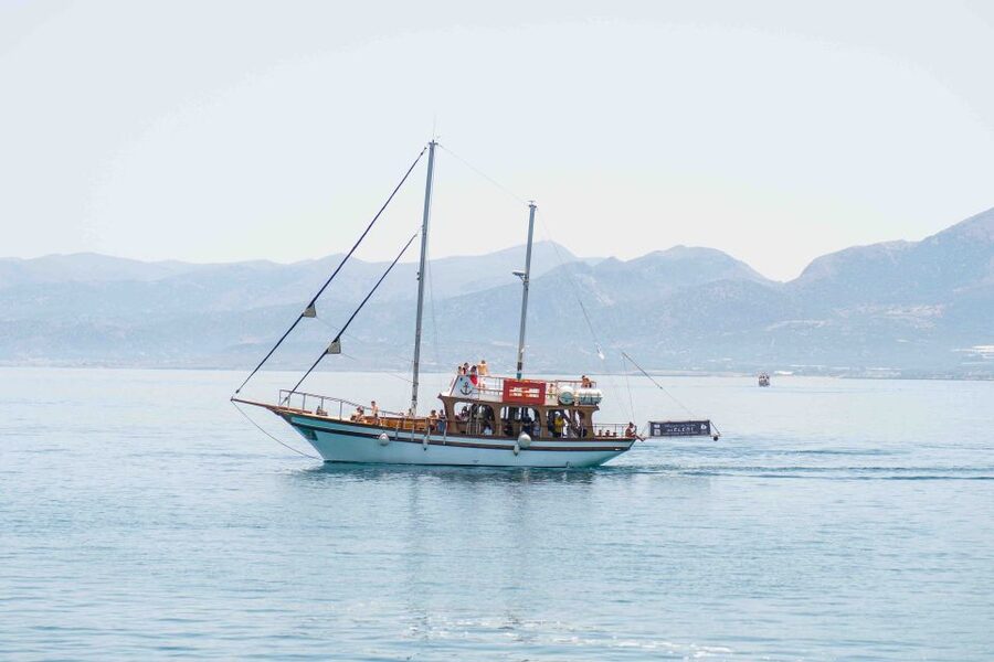 Hersonisos: Boat Cruise with Swim Stops and Lunch - The first hour and the St. George Bay swim