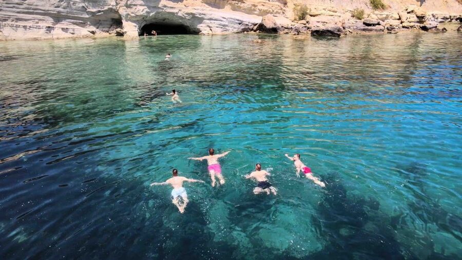 Hersonisos: Boat Cruise with Swim Stops and Lunch - Grilled lunch with a view
