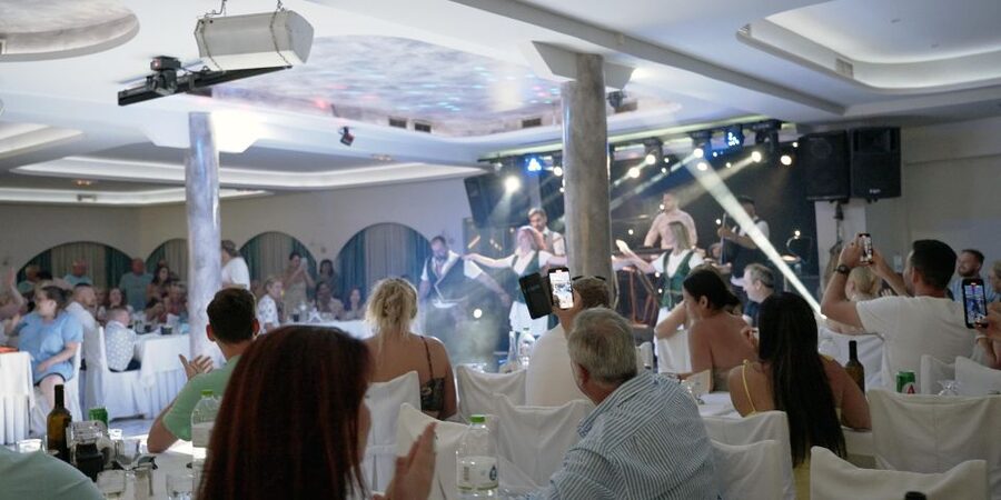 Kamari: Greek Show, Buffet Dinner, and Drinks at Dimitris - Plate smashing and joining the celebration