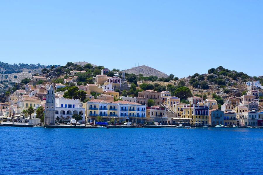 Kiotari, Lardos, Pefkos, & Lindos: Speedboat to Symi Island - Arriving at Symi’s postcard harbor