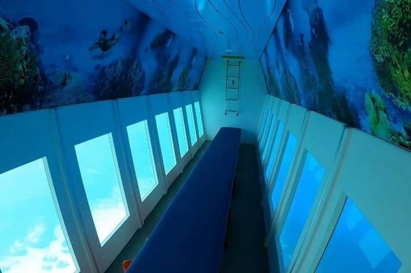 Lindos: Submarine Cruise with Swimming Stop at Navarone Bay - The submarine chamber and the fish