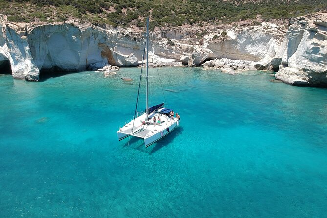 Milos caves snorkelling Catamaran Cruise in a small group - Adamantas, Klima, and the island’s working past