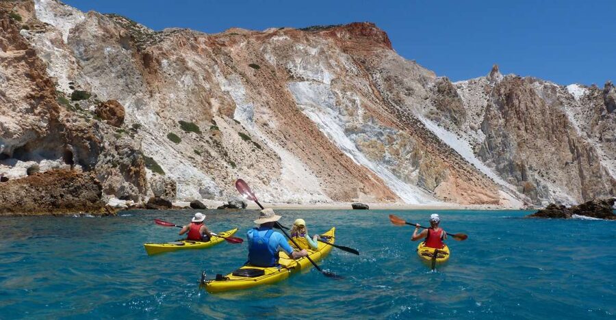 Milos: Guided Kayaking Trip with Snorkelling & Lunch - Meeting in Adamas and getting ready