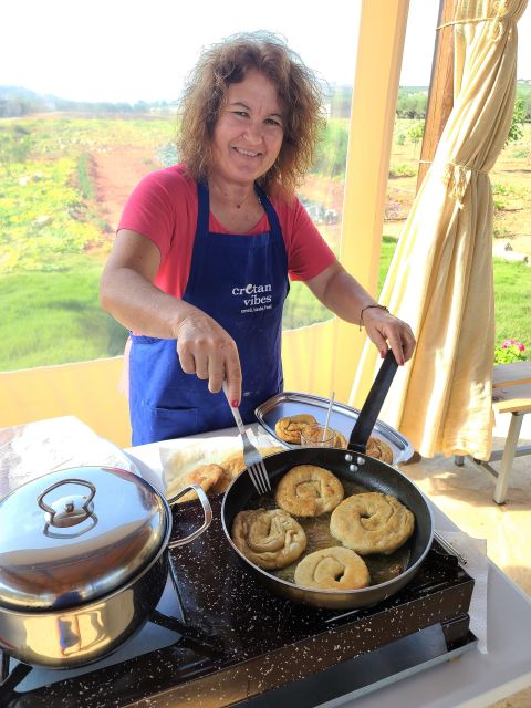 Moires: Cooking Class and Olive Oil Tasting at a Family Farm - Picking ingredients and starting the three-course meal
