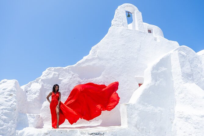 Mykonos Flying Dress Photoshoot - Becoming the Main Character at the Mykonos Windmills