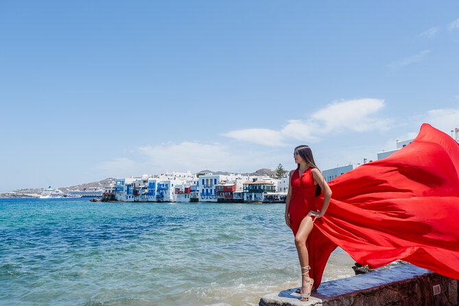 Mykonos Flying Dress Photoshoot - Choosing a Dress and Changing Without the Street Drama