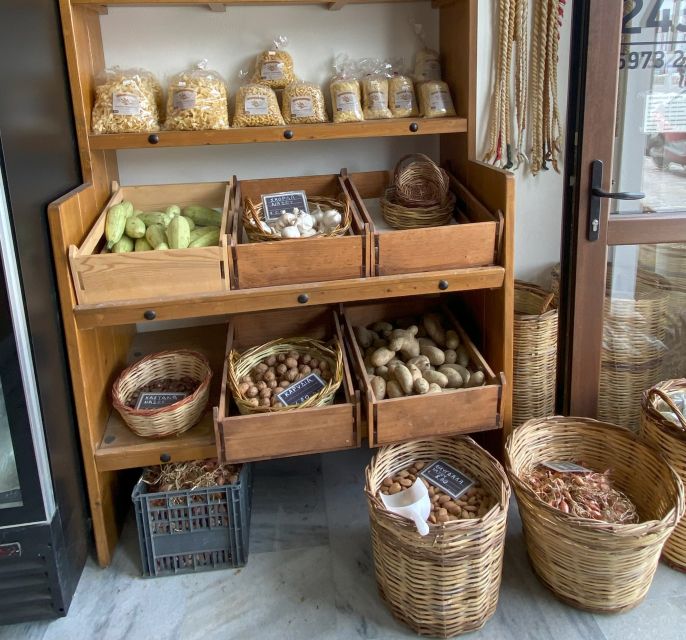 Naxos: Food Walking Tour & Cooking Class with Meal & Drinks - Choosing produce at the local market