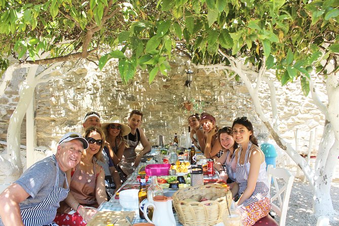 Naxos:Half-day cooking class at Basiliko - A long table and a generous Naxos meal