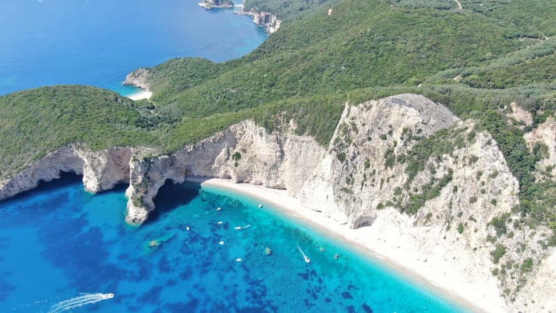 Paleokastritsa: Paradise, Yali Beach, & Blue Caves Boat Tour - Paradise Beach, seen from the water