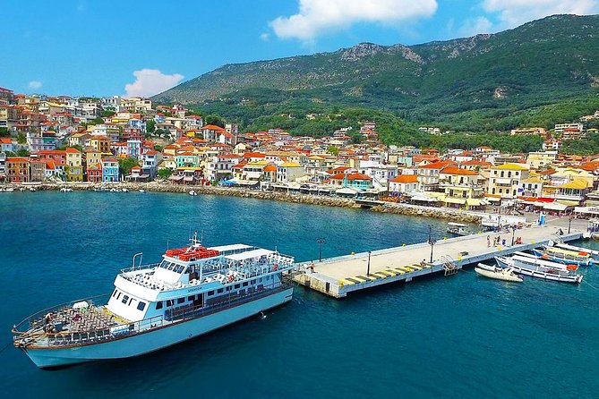Parga & Sivota Islands Blue Lagoon Cruise from Corfu - Arriving in Parga beneath the Venetian castle