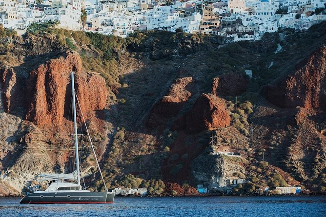 Private Beautiful Day or Romantic Sunset Cruise with Meal and Drinks - Red Beach and Santorini’s volcanic colors