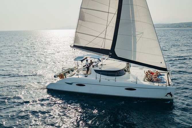 Private CATAMARAN daytrip - Lindos/ Rhodos with Lunch and drinks - Cruising past Cave Island and the southeast coast