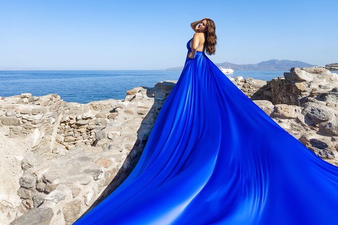 Private Flying Dress Photoshoot in Mikonos - Paraportiani Church and the first photographs