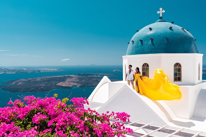 Private Flying Dress Photoshoot in Santorini - A private photo session above Santorini’s caldera