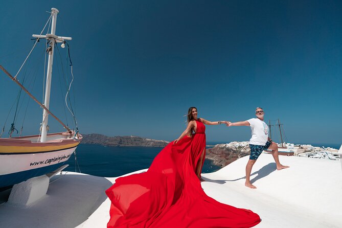 Private Flying Dress Photoshoot in Santorini - What the one-hour itinerary feels like