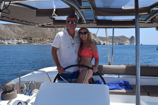Private Luxury Santorini Catamaran Cruise with Port Pickup - What the private price really buys you