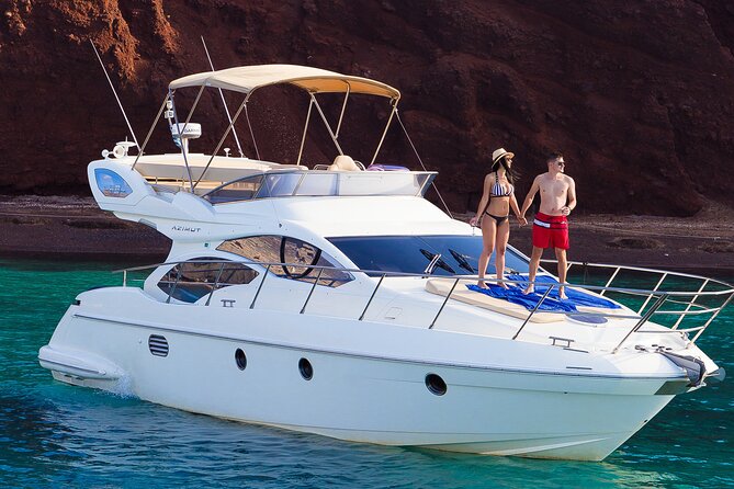 Private Motor Yacht Cruise with BBQ, Open Bar & Transfers - Nea Kameni and Thirassia extend the swim time