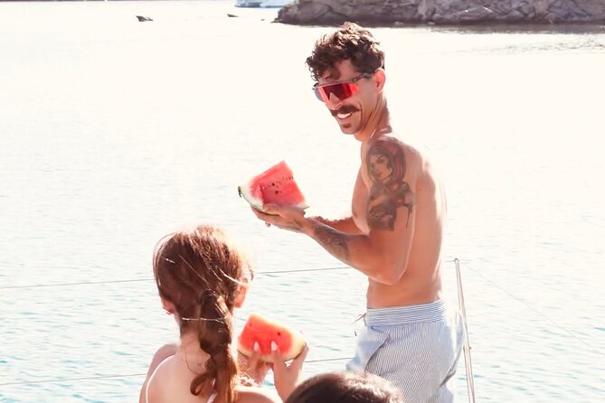 Private Mykonos Catamaran Day Cruise with Meals & Water Toys - Stop one: Ornos and the start of the cruise