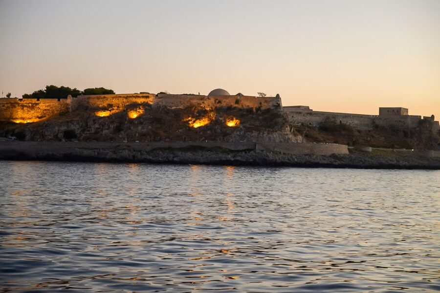 Rethymno: Sunset Cruise on a Wooden Pirate Boat - The first views of Fortezza Castle and the city
