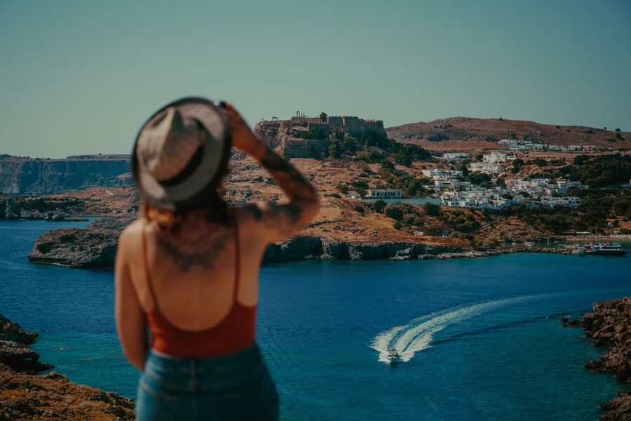 Rhodes: Acropolis of Lindos Entry Ticket with Audio Guide - Starting the climb above Lindos
