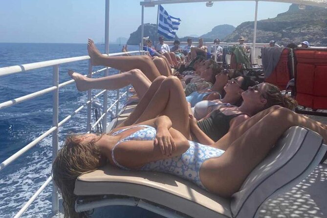 Rhodes Bay to Bay Swim Cruise-Greek Buffet w/wine included - Kallithea Springs and the strange red water